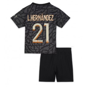 Paris Saint-Germain Lucas Hernandez #21 Tredjeställ Barn 2023-24 Kortärmad (+ Korta byxor)